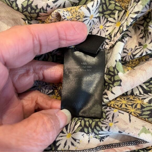 Rokh Silk Split Floral Frill Dress Ruffle Strap Pink Yellow Blue Women's Size 10 - Picture 14 of 16